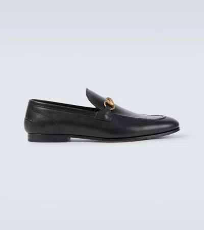 Gucci Men Jordaan Leather Loafers In Black