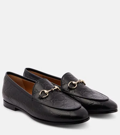 Gucci Jordaan Embossed Leather Loafers In Black