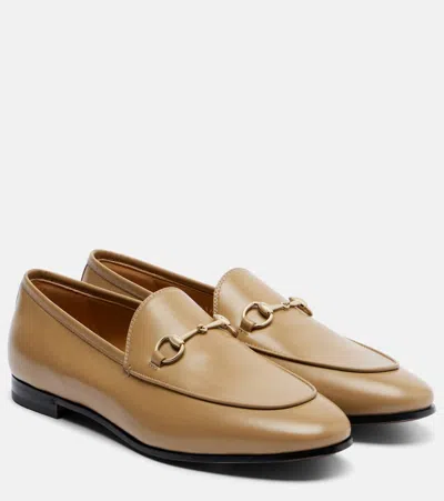 Gucci Jordaan Horsebit Leather Loafers In Brown