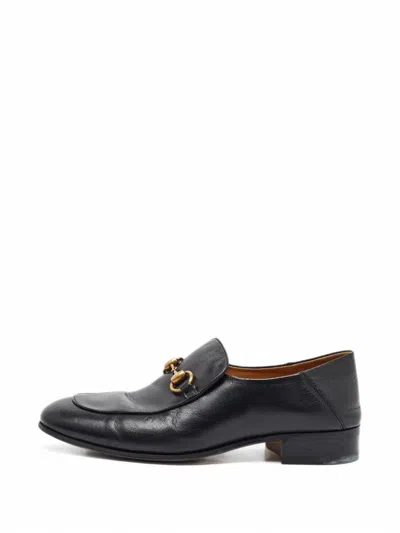 Pre-owned Gucci Jordaan Horsebit Loafers In Black