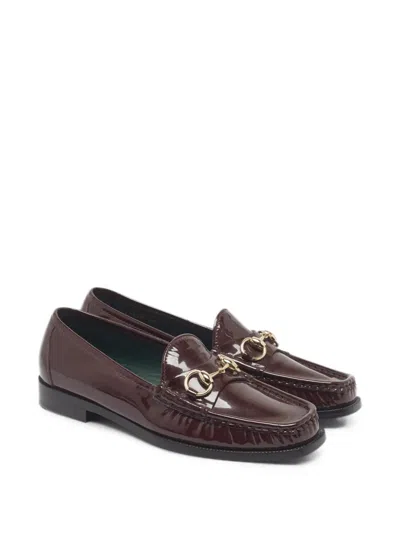 Pre-owned Gucci Jordaan Horsebit Loafers In Brown