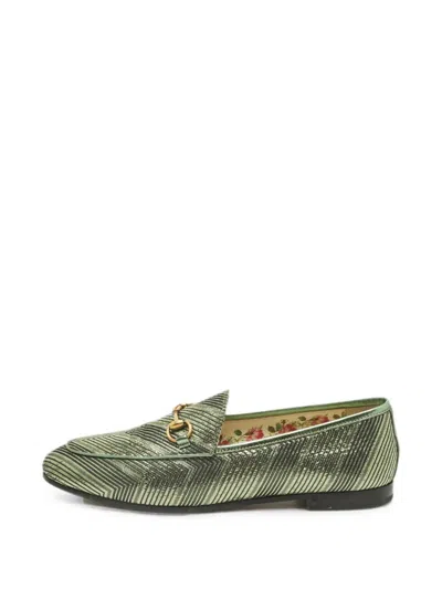 Pre-owned Gucci Jordaan Horsebit Loafers In Green