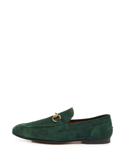 Pre-owned Gucci Jordaan Horsebit Loafers In Green