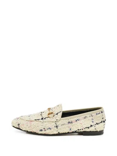 Pre-owned Gucci Jordaan Horsebit Loafers In Neutral