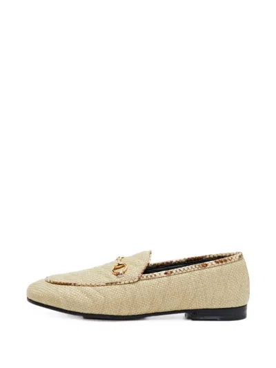 Pre-owned Gucci Jordaan Horsebit Loafers In Neutrals