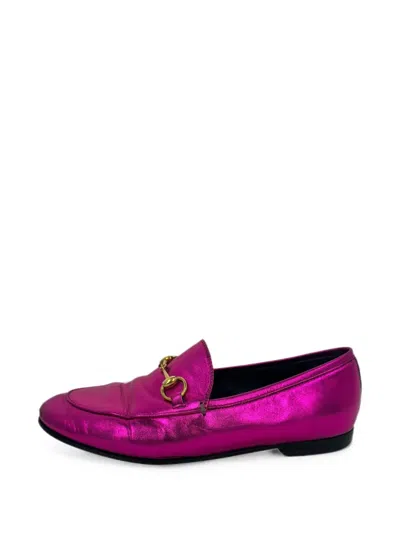 Pre-owned Gucci Jordaan Horsebit Loafers In Pink