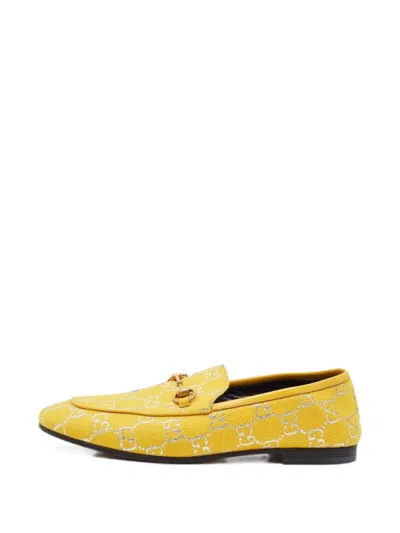 Pre-owned Gucci Jordaan Horsebit Loafers In Yellow