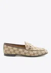 Gucci Jordaan Horsebit Gg Canvas Loafers In Beige
