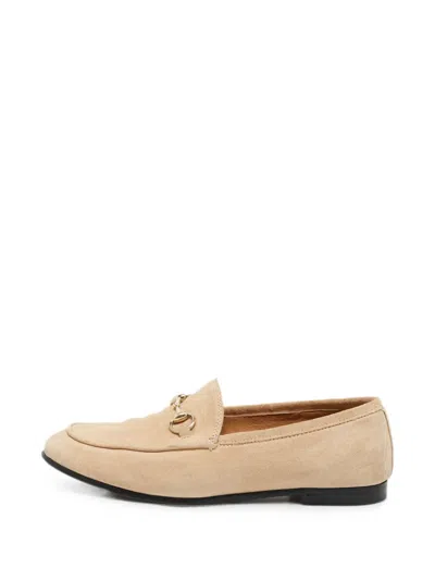 Pre-owned Gucci Jordaan Horsebit-detail Loafers In Neutral