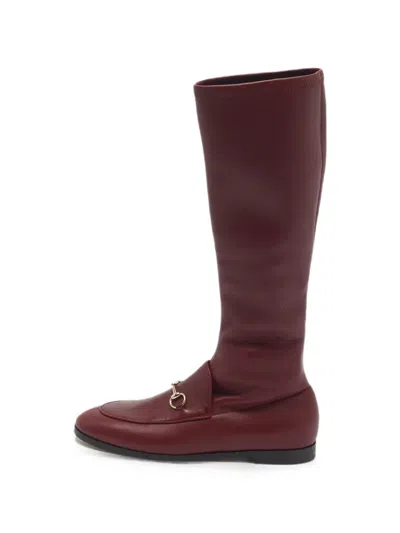 Pre-owned Gucci Jordaan Leather Ankle Boots In Red