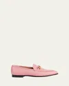 Gucci Jordaan Suede Horsebit Loafers In Pink