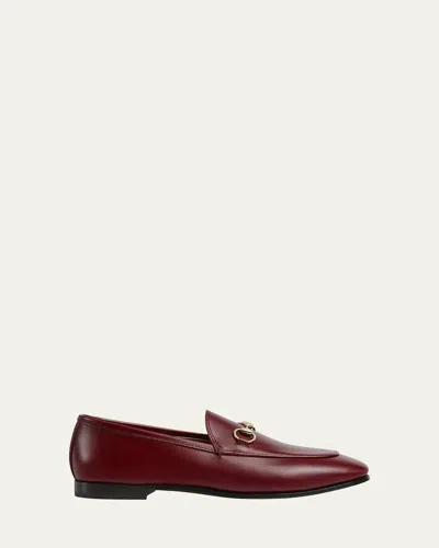 Gucci Jordaan Leather Horsebit Loafers In Burgundy