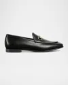 Gucci Polished Black Leather Loafers With Gold-tone Hardware In Sweet Chestnut
