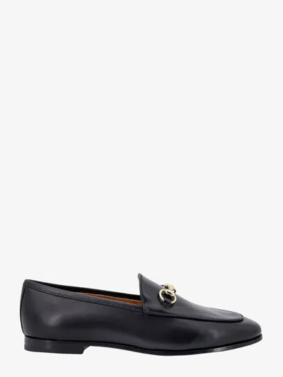 Gucci Women Black Calf Leather Moc Stitching Signature Horsebit Detail Almond Toe Slip-on Style Bran