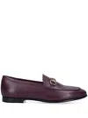 Gucci Almond Toe Leather Loafers With Metallic Hardware