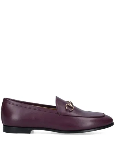 Gucci Jordaan Leather Loafers In Red