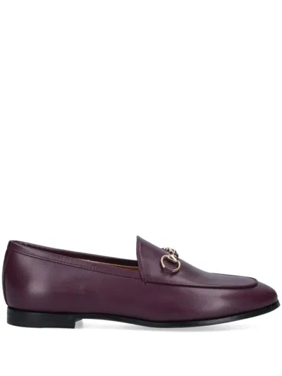 Gucci Jordaan Leather Loafers In Red