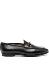 Gucci Women Black Calf Leather Moc Stitching Signature Horsebit Detail Almond Toe Slip-on Style Bran In Black