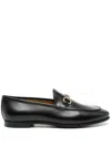 Gucci Women Black Calf Leather Moc Stitching Signature Horsebit Detail Almond Toe Slip-on Style Bran In Black