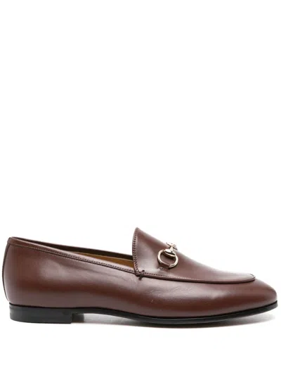 Gucci Jordaan Leather Loafers In Brown