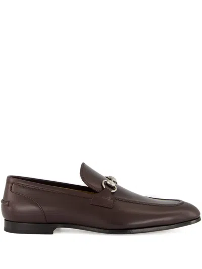 Gucci Jordaan Leather Loafers In Brown