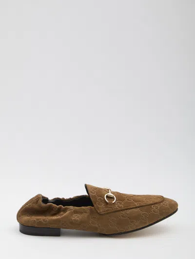 Gucci Jordaan Leather Loafers In Brown