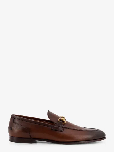 Gucci Jordaan Leather Loafers In Brown
