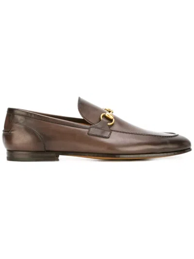 Gucci Jordaan Leather Loafers In Brown