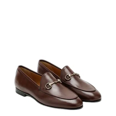Gucci Jordaan Leather Loafers In Brown