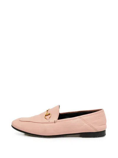 Pre-owned Gucci Jordaan Leather Loafers In Pink