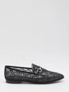 Gucci Almond Toe Mesh Loafers Embellished With Crystals In Black