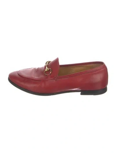 Pre-owned Gucci Jordaan Loafer Horsebit Accent Loafers In Red