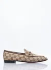 Gucci Jordaan Horsebit Gg Canvas Loafers In Beige