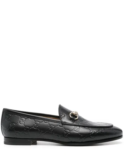 Gucci Jordaan Horsebit Leather Loafers In Black