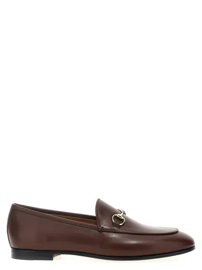 Gucci Jordaan Horsebit Leather Loafers In Brown