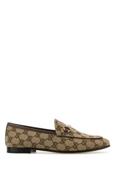 Gucci Jordaan Loafers In Original Gg Fabric In Animal Print