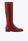 Gucci Jordaan Mid-calf Leather Boots In Burgundy