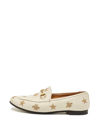 Pre-owned Gucci Jordaan Patterned Loafers In Neutral