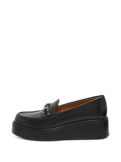 Pre-owned Gucci Jordaan Platform Loafers In Black