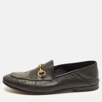 Pre-owned Gucci Jordaan Size 38 Black Leather Loafers