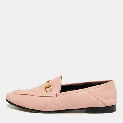 Pre-owned Gucci Jordaan Size 41 Pink Leather Horsebit Slip On Loafers