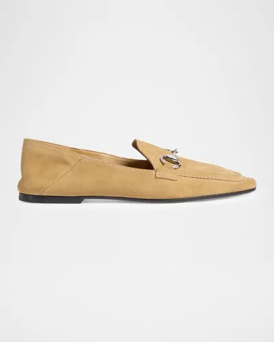 Gucci Jordaan Soft Suede Loafers With Horsebit In Sand