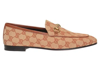 Pre-owned Gucci Jordaan Supreme Canvas Loafers Gg Beige (women's) Sneakers In Beige Ruggine/rust
