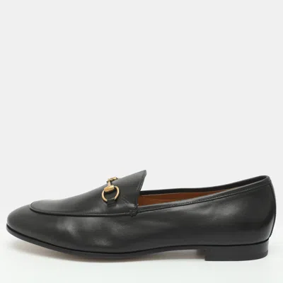 Pre-owned Gucci Jordan Size 41 Black Leather Loafers