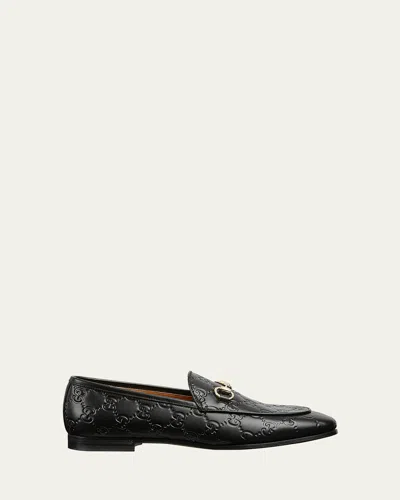 Gucci Jordann Gg Leather Bit Loafers In Black