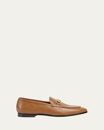 Gucci Jordann Gg Leather Bit Loafers In Luminous Wood