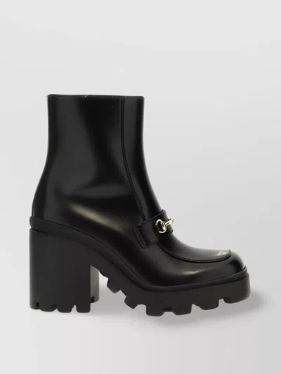 Gucci 'journey' Lug Sole Ankle Boots With Chunky Heel In Black