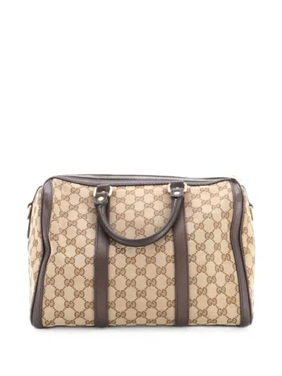 Pre-owned Gucci Joy Boston Bag Gg Canvas Medium Satchel In Brown