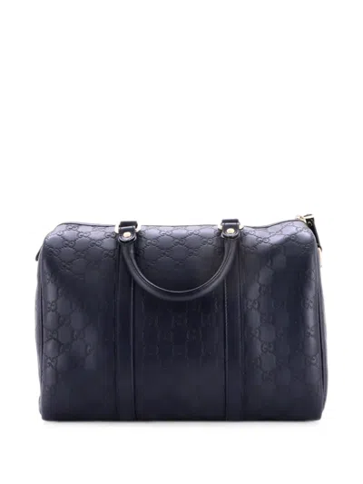 Pre-owned Gucci Joy Boston Bag Ssima Leather Medium Handbag In Blue