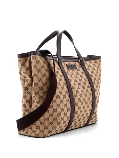 Pre-owned Gucci Joy Convertible Gg Canvas Large Tote Bag In Brown